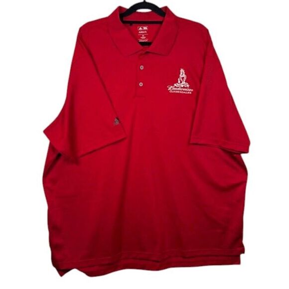 NWOT Budweiser Clydesdales Adidas Climalite Red Polo Shirt Collectible Size 3X - Picture 1 of 12